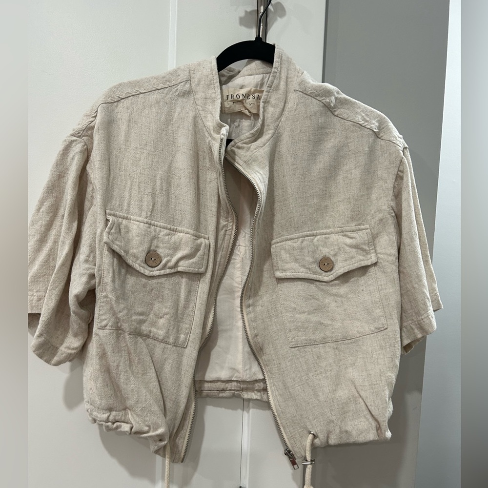 Vici Dolls Cropped Linen Jacket